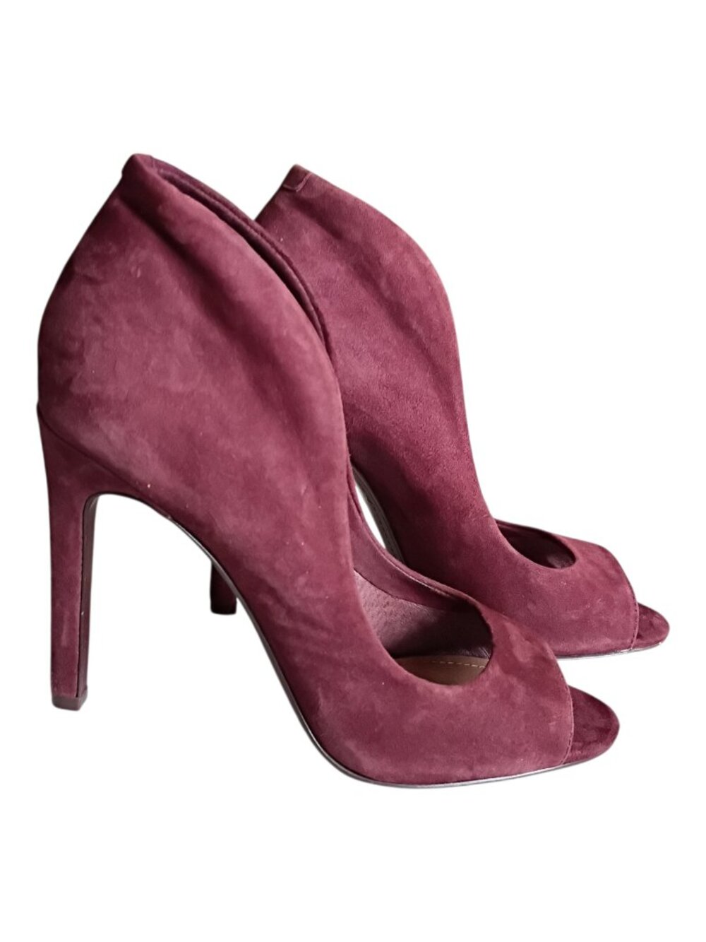 VINCE CAMUTO Karolynn Peep Toe Suede Pumps Plum Heels Sz 7